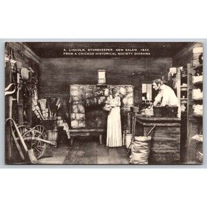 Postcard Massachusetts New Salem Abe Lincoln Chicago Historical Society Diorama